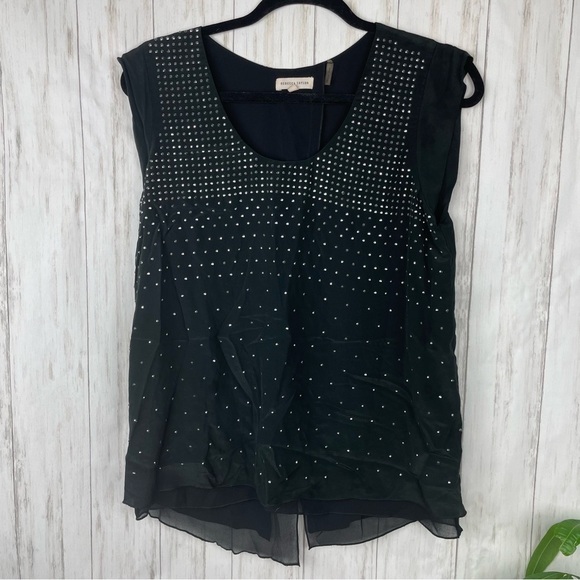 Rebecca Taylor silk sparkle split back black blouse size 6 - Picture 1 of 5
